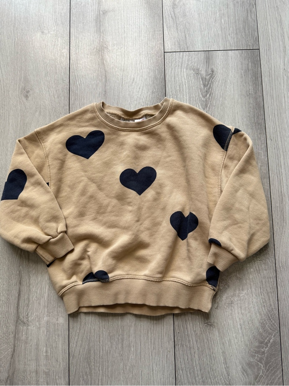 Zara Tan Sweatshirt Heart Print